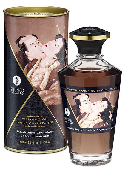 Shunga Unisex Marron Huile De Massage Chauffante Aphrodisiaque - Chocolat Enivrant 100Ml