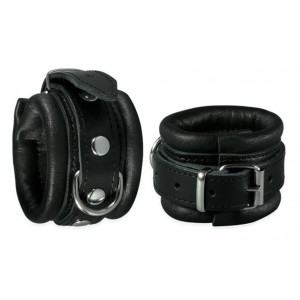 Menottes de poignets en Cuir 5cm Noir