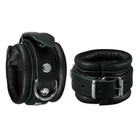 Menottes de poignets en Cuir 5cm Noir