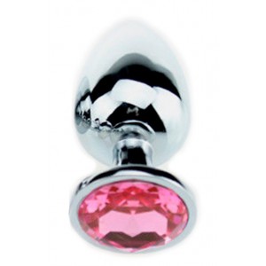 Plug Bijou Strass Rose - Large 8 x 4 cm