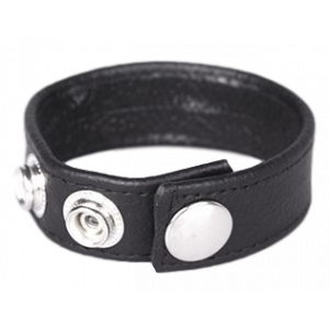 Cockring Cuir 3 Pressions Noir