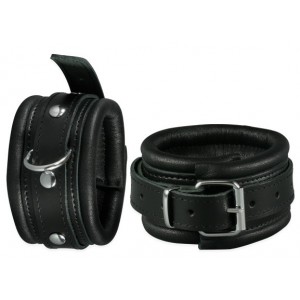 Menottes de chevilles en Cuir 5cm Noir
