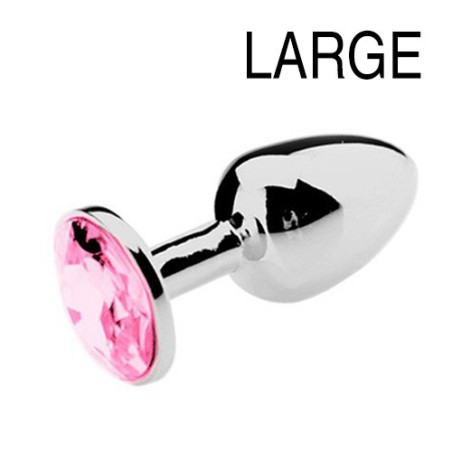 Plug Bijou Strass Rose - Large 8 x 4 cm