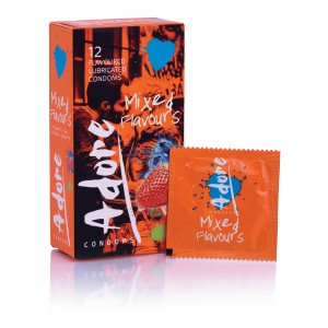 Préservatifs aromatisés ADORE 53 mm | Boîte de 12