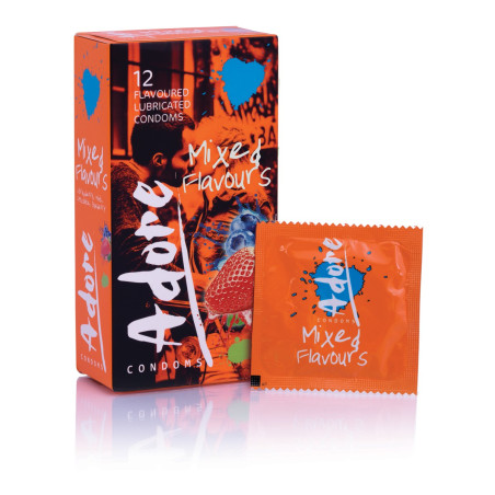 Préservatifs aromatisés ADORE 53 mm | Boîte de 12