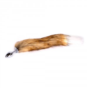 Plug queue de renard FOX 6 x 2.7cm | Queue 38cm | Beige et blanc