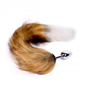 Plug queue de renard FOX 6 x 2.7cm | Queue 38cm | Beige et blanc