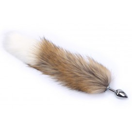 Plug queue de renard FOX 6 x 2.7cm | Queue 38cm | Beige et blanc 2