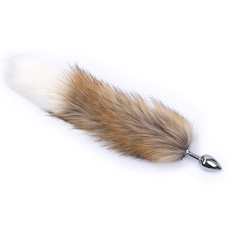 Plug queue de renard FOX 6 x 2.7cm | Queue 38cm | Beige et blanc