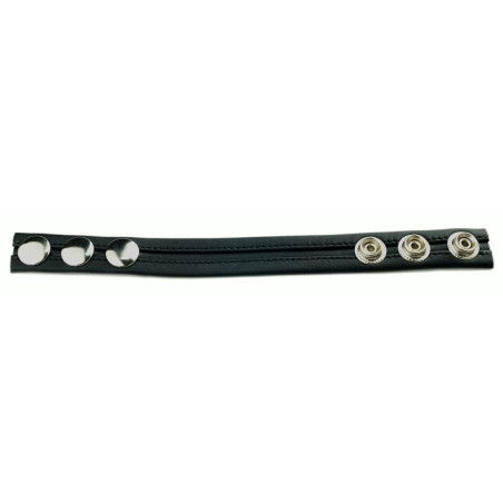 Cockring en cuir avec 3 pressions Noir