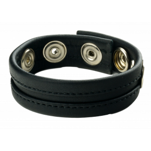 Cockring en cuir avec 3 pressions Noir