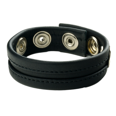 Cockring en cuir avec 3 pressions Noir