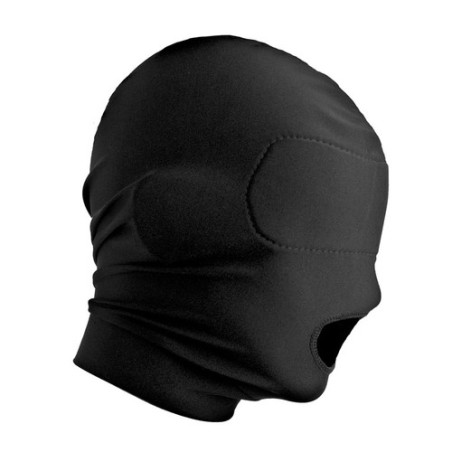 Cagoule SM avec ouverture bouche, elle cache les yeux du partenaire