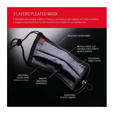 Masque lavable à plis FASHION Bleu