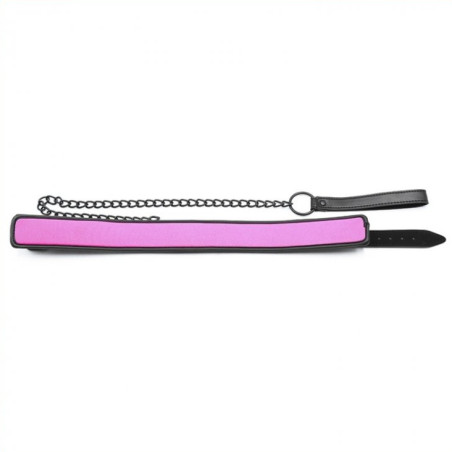 Collier SM avec Laisse Noir-Rose