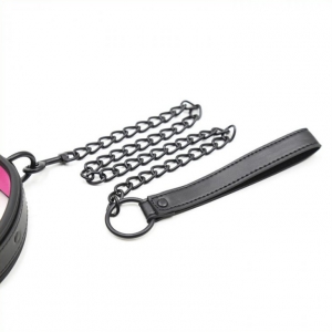 Collier SM avec Laisse Noir-Rose