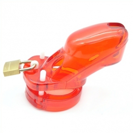 Cage de chasteté LOCKY 8 x 3.3 cm Rouge 2