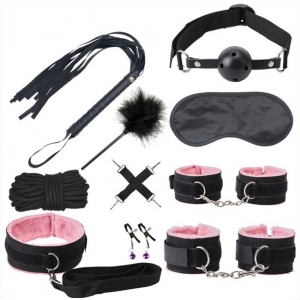 Kit SM BONDAGE PUSH 9 Pièces Noir-Rose