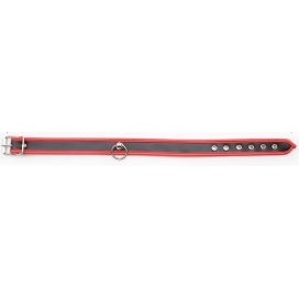 Collier O RING Simili Noir-Rouge 2
