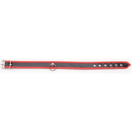 Collier O RING Simili Noir-Rouge