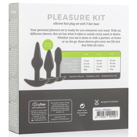 Kit 3 Plugs Silicone PLEASURE Noirs