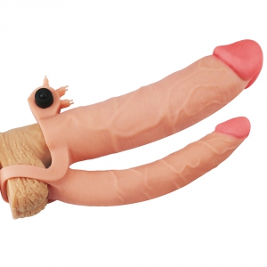 Gaine vibrante DOUBLE PENIS 19  x5 cm