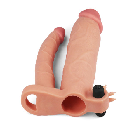 Gaine vibrante DOUBLE PENIS 19  x5 cm