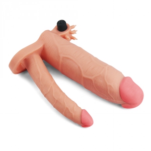 Gaine vibrante DOUBLE PENIS 19  x5 cm