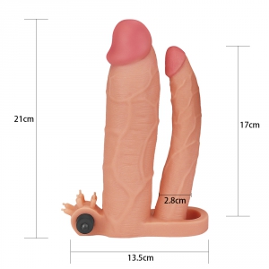 Gaine vibrante DOUBLE PENIS 19  x5 cm