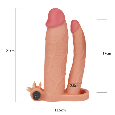 Gaine vibrante DOUBLE PENIS 19  x5 cm