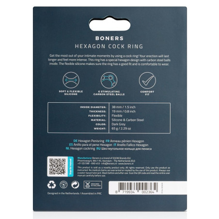 Cockring avec boules HEXAGONE
