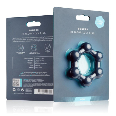 Cockring avec boules HEXAGONE