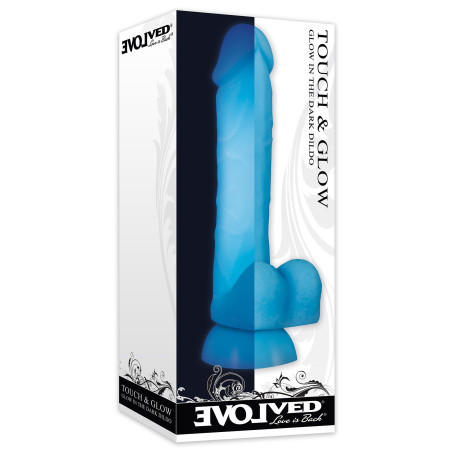 Gode luminescent TOUCH & GLOW 15  x4 cm Bleu