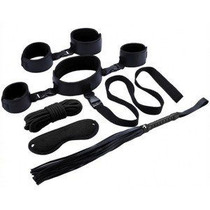 Kit SM Bondage Néoprène 6 Pièces Noir