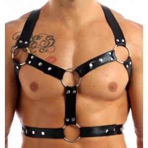 Harnais THIN CHEST Simili Noir