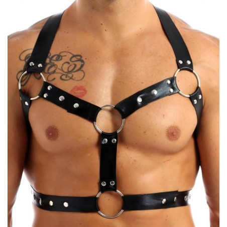 Harnais THIN CHEST Simili Noir