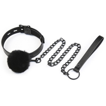 Collier et Laisse BALL TOP Noir