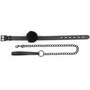 Collier et Laisse BALL TOP Noir