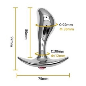 Plug en métal + Bijou STIM POINT G M 9 x 3 cm