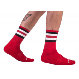 Chaussettes HALF FETISH Stripes Rouge Noir Blanc