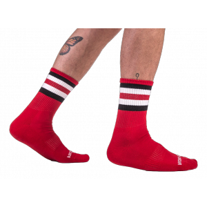 Chaussettes HALF FETISH Stripes Rouge Noir Blanc