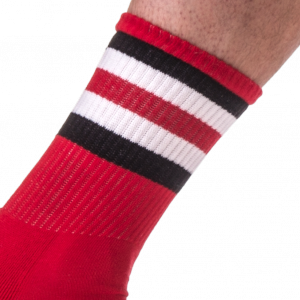 Chaussettes HALF FETISH Stripes Rouge Noir Blanc