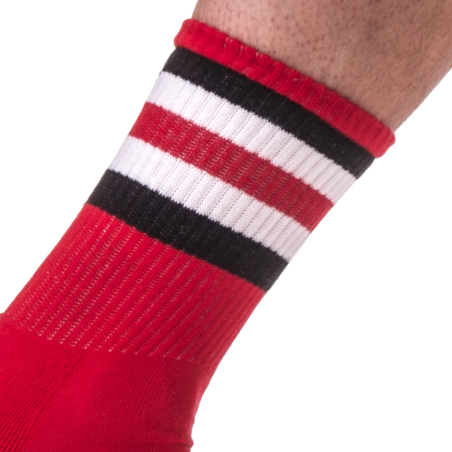 Chaussettes HALF FETISH Stripes Rouge Noir Blanc