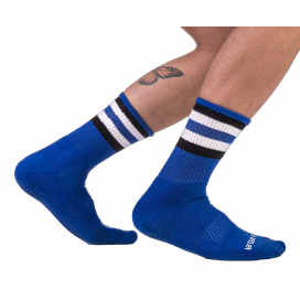 Chaussettes HALF FETISH Stripes Bleu Noir Blanc