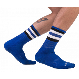 Chaussettes HALF FETISH Stripes Bleu Noir Blanc