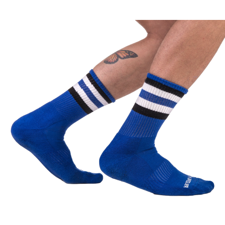 Chaussettes HALF FETISH Stripes Bleu Noir Blanc