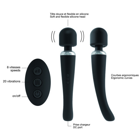 Wand MEGAWAND Dorcel | Tête 55mm Noir