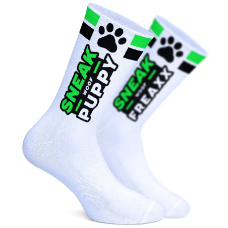 Chaussettes SNEAKFREAXX PUPPY NEON Blanc-Vert