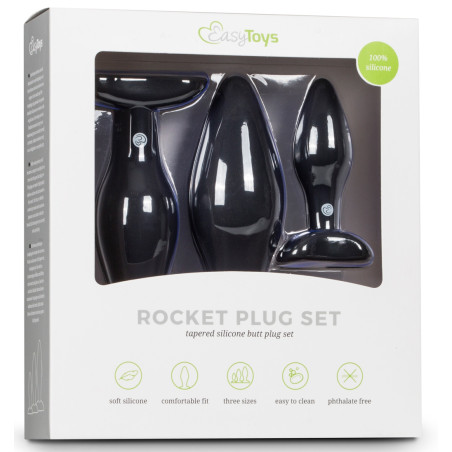 Kit de 3 Plugs Silicone ROCKET Noirs