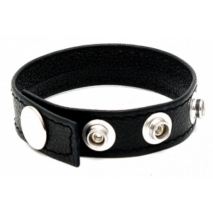 Cockring en cuir LUXE 4 Pressions Noir